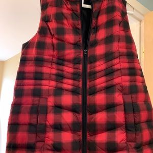 JJill - Red and black plaid vest.